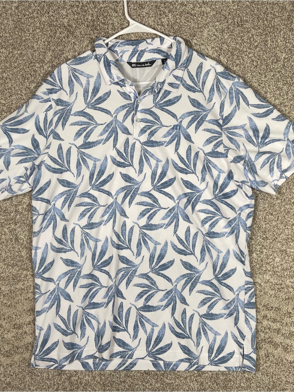 Travis Mathew Polo Shirt Mens XL White Gulf Of Mexico Palms Short Sleeve Golf